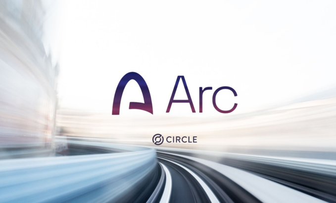 The 'Arc' logo by CIRCLE displayed in purple and black text over a motion-blurred background showing a fast-moving perspective of a roadway.
