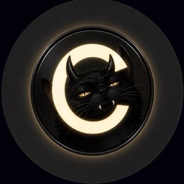 A sleek black circular emblem featuring a glowing-eyed black cat framed within a luminous crescent moon, with the letters "K" and "C" visible on either side of the cat. The imagery of the watchful black cat aligns with the post's hype around $KATE, symbolizing the stealthy, early-stage opportunity the post is promoting on the Solana ecosystem.