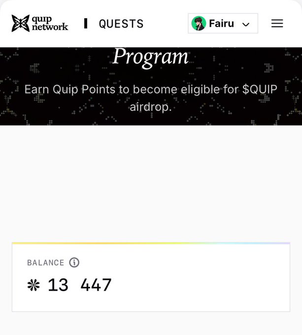 The image shows a webpage with text that reads "Program" along with two numbers, 1343 and 1447. These numbers appear to be random or not entirely relevant to the image content. The rest of the image focuses on an event happening in Quip network.