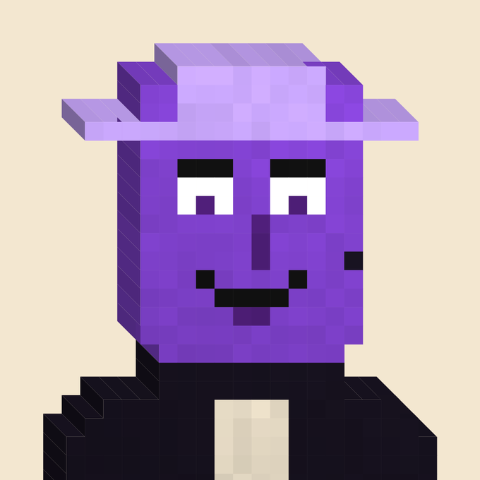 A pixelated purple character wearing a matching fedora and a dark suit with a tie, displayed in a voxel/blocky art style. The whimsical NFT-style avatar visually represents the "Inkers" mint collection mentioned in the post, which advertises 2,222 free mints launching on Inkonchain via a Google Form application link.