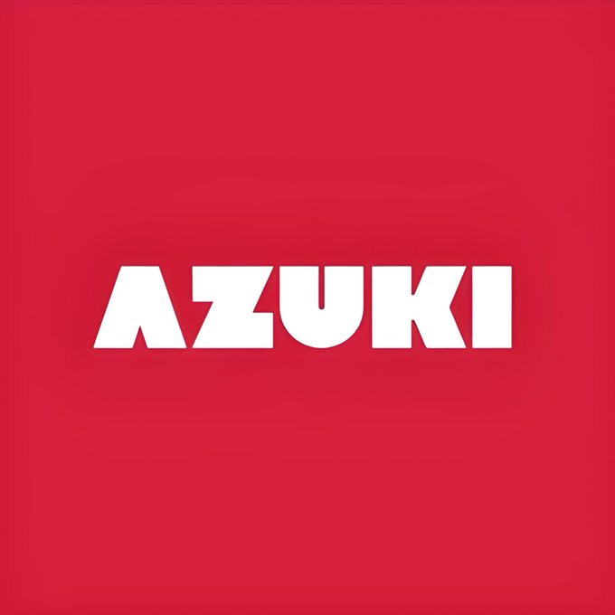 A red background displays the word 'AZUKI' in bold white letters.