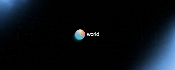 A dark, minimalist graphic displays a glowing iridescent orb beside the word "world" in white lowercase text, set against a black background with subtle blue grid lines. This imagery visually represents the stealth, under-the-radar nature of the $WORLD token launch, embodying the post's thesis about a fair launch model built on no announcements, no certainty—just opportunity.