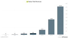 The image shows a bar chart with two bars representing the total revenue of Nebraskan Total Revenue and Nelson Total Revenues. The graph indicates that there are more revenue from Nelson than Nebraskan, with Nelson having a bigger bar in its position on the chart. The overall trend appears to be growing, as Nebraskans seem to have an increasing share of total revenue compared to Nelson's share. This highlights a significant difference between the two regions' financial performance or popularity within the company.