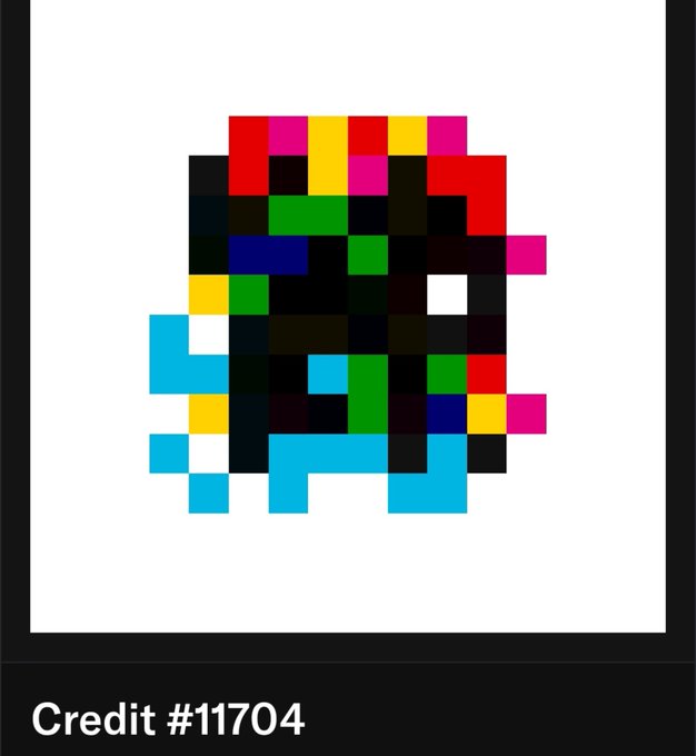 A pixel art image featuring a colorful, abstract character design with the text "Credit #11704" displayed at the bottom.