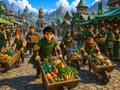 A vibrant, blocky market scene in Roblox shows a player character surrounded by colorful stalls and NPCs selling various goods. The image complements the post's theme of enjoying an immersive on-chain world in Robinhood, where exploring and interacting with NPCs feels more engaging than typical token launches.