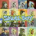 The image is a promotional graphic for "SKULL BOY," featuring a grid of skull-faced characters in various colorful settings, with the title prominently displayed in bold blue text. The accompanying post announces a wallet giveaway (WL) closing in one hour, likely tied to the "Skull Boy" NFT project launch.