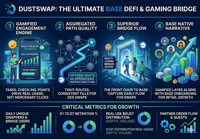 " @DUSTSWAPONTHEUTUMBLEBASE defi & gaming bridge", "base defi & gaming bridge", 1st step: gameplay engine (algo). 2nd step: gateway with two nodes for 3 players. 3rd step: optimised path between base and game room via 4 paths: 0,2,3,4; 5,6,7,8; 9. 4th step: flow of base to games room. 5th step: flow from game rooms to base. 6th step: flow from games room back to base. 7th step: flow between base and games room. 8th & final step: flow from games room back to base (replaced by 0). 9th step: flow from base to game room (algo). 10th step: flow from gaming room to base (algo). 11th step: flow from base to gaming room (algo). 12th step: flow from games room back to base (algo)".