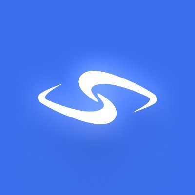 The image displays a stylized white cloud or wave-like logo centered on a bright blue background with a soft glow effect, representing the Stormrae AI brand. The logo's flowing, dynamic design visually reinforces the post's message about Stormrae building an innovative "Participation Layer" for AI development on Solana.