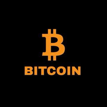 A black background featuring the orange Bitcoin logo (₿) and the word 'BITCOIN' displayed below it.