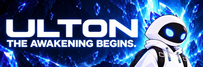 Promotional banner reading 'ULTON - THE AWAKENING BEGINS' featuring a hooded robot character with glowing blue eyes against a crystalline blue background.