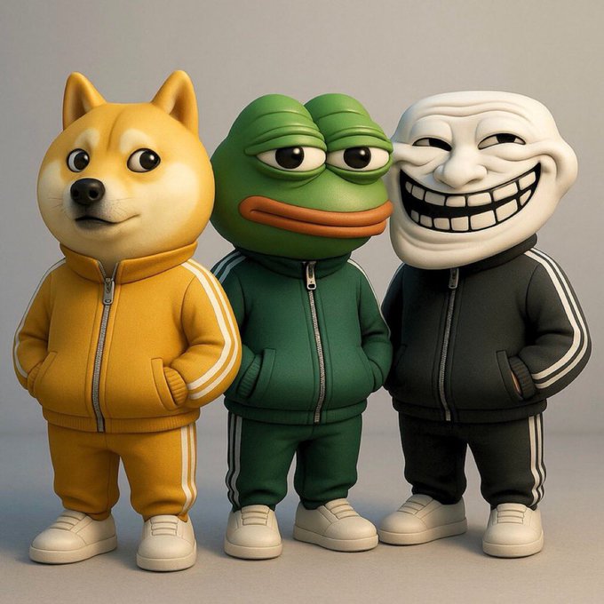 The image features three cartoon animal figurines wearing matching jackets, one black and two brown. The figurines appear similar in size and style, suggesting that they might be part of a larger collection or series. The background is white, which further emphasizes the figurines as the focal point of the image. It seems to be a post where fans are discussing and sharing information about these quirky cartoon characters with others who share their interest.