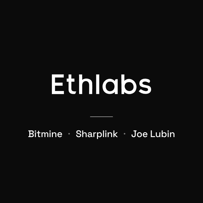 The image features a black background with white text that reads "Extremely excited to announce our support of @ethlabs_org alongside @fundstrat ( @bitm NR )", "@ethereum joseph", and "@ethereumjoseph". The post is about an organization called @ethlabs, which is a nonprofit dedicated to supporting Ethereum. It also mentions that the organization was founded by former Ethereum Foundation researchers.