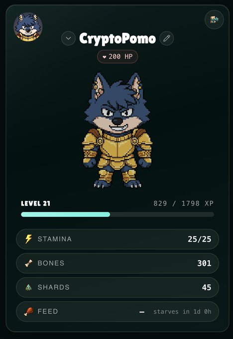 This image shows a screenshot of the WolfSwap app interface with information about the current game level and player score for the character wolf avatar featured at the top right corner. The text at the bottom suggests that Wolfage is creating something bigger than just trading, and they are working on adding an element of gameplay to their platform by allowing users to hatch their own Pup characters and progress through levels. This new development focuses more on engagement and experience rather than only trading for users.