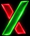 The image shows a stylized "X" logo in glowing red and green colors, likely representing the X (formerly Twitter) social media platform where the update about the $PLSX Buy & Burn exploit fix was announced. The post celebrates the swift resolution of the issue, signaling renewed confidence in the project.