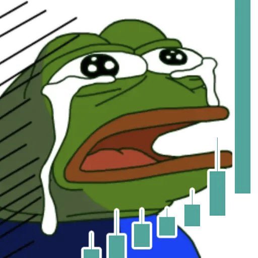The image features a cartoon frog with tears streaming down its face, which appears to be crying due to the current state of the cryptocurrency market. The frog's sad expression can be seen as an attempt to convey the negative sentiment surrounding Bitcoin and altcoins at the time. This could be interpreted as a commentary on the diminishing returns that some people have been discussing in relation to the crypto market.