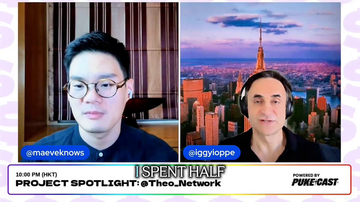 The image shows two men sitting next to each other with their faces displayed, likely participating in a video call or live streaming event. The background of the image features a city skyline, which could be an urban setting for the event taking place. The caption on the image reads "The best products in finance have always been gated. Million-dollar minimums, Investor qualifications and regional requirements should not gatekeep access to premier financial instruments". This suggests that the image is related to a discussion or presentation about financial products and their accessibility, possibly focusing on tokenization as an example of how barriers can be broken down for better access to financial services.