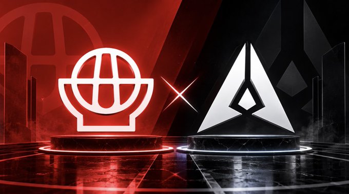 A promotional graphic showing the logos of KuCoin (red) and AVAX (Avalanche, white/silver) on illuminated pedestals against a dark red and black background, suggesting a competition or collaboration.
