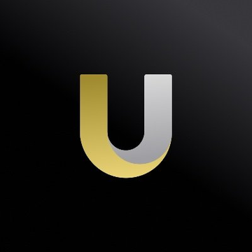 A stylized letter "U" logo in gold and silver tones on a black background, representing UTech's U stablecoin, accompanies news of its integration with Chainlink for oracle infrastructure and cross-chain interoperability.