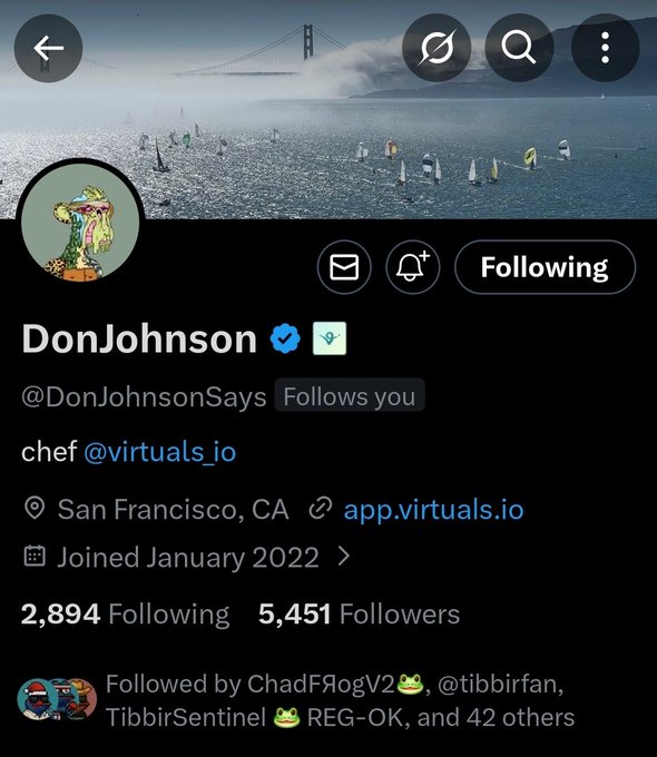 The image shows a social media post featuring a picture of a city skyline with boats, along with a caption that reads "Don Johnson says Follows you @DonJohnsonSays @ChadFrog2 @TibbirSenteine". The post is about an event happening on June 9th.