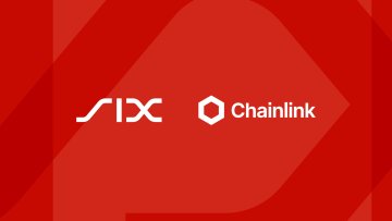 A bold red graphic features the white logos of "SIX" and "Chainlink" side by side, visually reinforcing the post's message that Chainlink is the preferred solution over SIX.