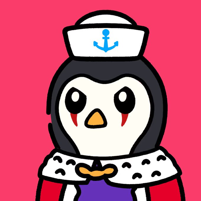 This image features a cartoon penguin wearing a sailor hat with an anchor and a regal cape, possibly symbolizing the "DROP YOUR $ETH WALLET" announcement. The bold, cartoon style likely matches the playful tone of the accompanying post.