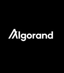 The white Algorand logo displayed on a black background.