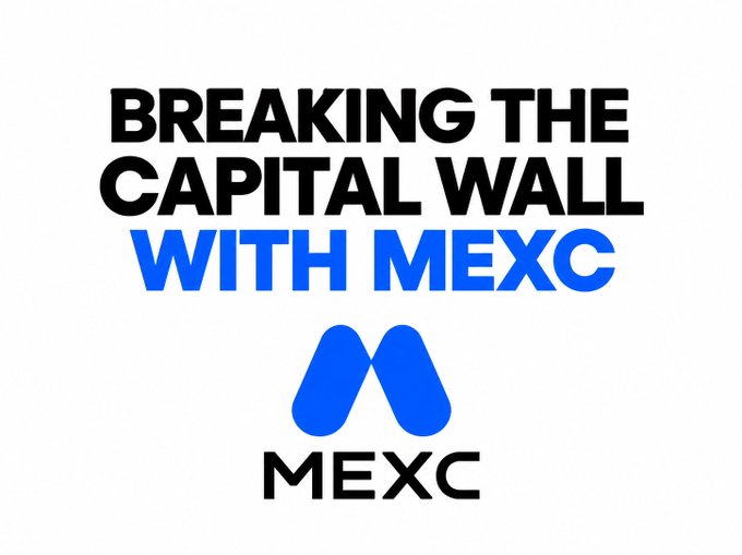 The image displays bold promotional text reading "BREAKING THE CAPITAL WALL WITH MEXC" alongside the MEXC logo, visually reinforcing the caption's theme of MEXC breaking down barriers between capital and access. The graphic serves as a branded header that supports the post's message about overcoming friction in trading stock futures through MEXC's USDT-margined offerings.