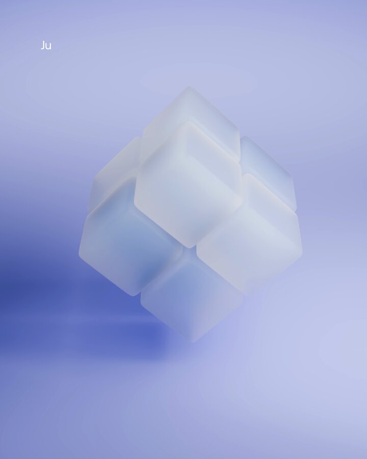 The image features a 3D rendering of a cube made out of small cubes, giving it a unique and interesting appearance. The cube is set against a light blue background, which contrasts with its white color. The cube appears to be floating or hovering in mid-air, adding an element of intrigue to the scene. The post that accompanies this image reads: "Happy birthday to the BEST chain!!". This text is positioned above and slightly below the cube, drawing attention to it while maintaining a sense of balance within the composition.