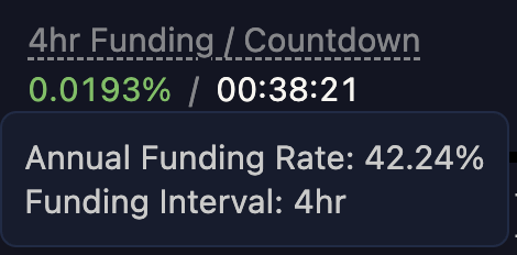A funding rate dashboard displays a 42.24% annual funding rate with a 4-hour interval, showing 0.0193% with a 38:21 countdown remaining. The image illustrates the Variational short-side funding rate referenced in the post as part of an $XAG arbitrage strategy paired with Avantis longs.