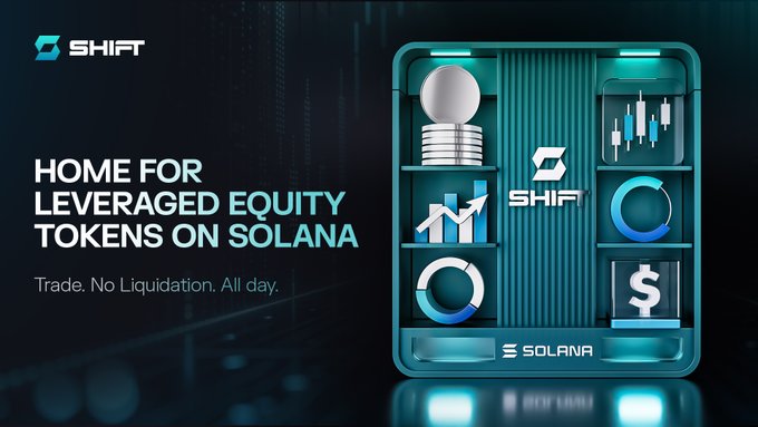 The image features a blue display case with various tokens of different shapes, sizes, and colors symbolizing equity leveraged ETF holdings on Solana. The objective behind these tokens is to allow users to participate in equity leveraged ETFs without having to constantly fund them or pay annual fees that are typical for other products. This approach allows more consistent outcomes across a wide range of market conditions, as evidenced by the fact that the tokens were chosen from a pre-existing list. The focus on these tokens is an essential part of understanding how equity leveraged ETFs work in practice.