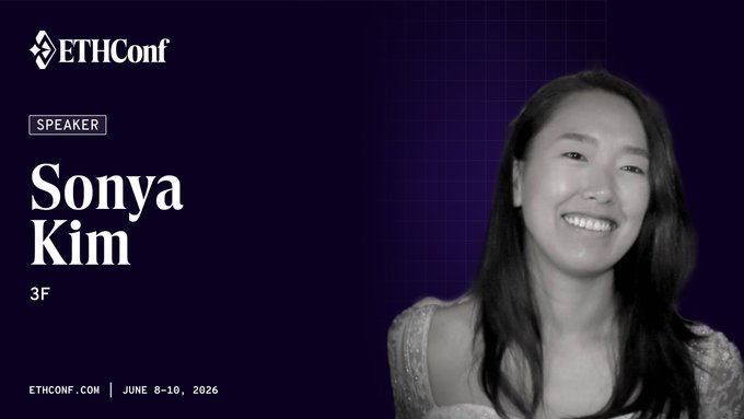 The image features a woman with long hair, smiling at the camera while wearing a white blouse. The background of the image is purple, which contrasts with her attire. The text "Sonia Kim" is written above her head, indicating that she is the speaker for the event. The post also mentions that the event will take place in NYC on June 8th and 9th at 3:00 pm.