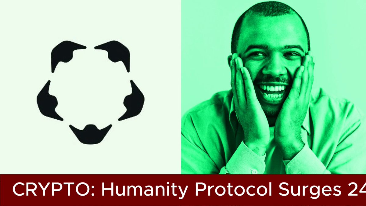The image features a man wearing a green shirt, with his hands covering his face, appearing quite surprised or overwhelmed by something happening around him. At the top of the image, there's an advertisement promoting cryptocurrency called "Crypto::Humanity Protocol Surges 24% After Massive Hack Humanity Protocol'( @Humanityprot )" written in red text. Below this, a logo is displayed with six black circles inside of which are slightly overlapping each other to represent a white hexagon. The bottom part of the image includes a larger advertisement stating that "The token has rallied 240% from post exploit lows and 30% in 24 hours after a security breach erased more than $1 billion in market value."
