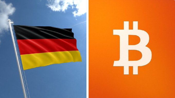 A German flag waves beside a Bitcoin symbol on an orange background, symbolizing Germany's major banks preparing to offer regulated cryptocurrency trading access to approximately 50 million customers through their banking apps.