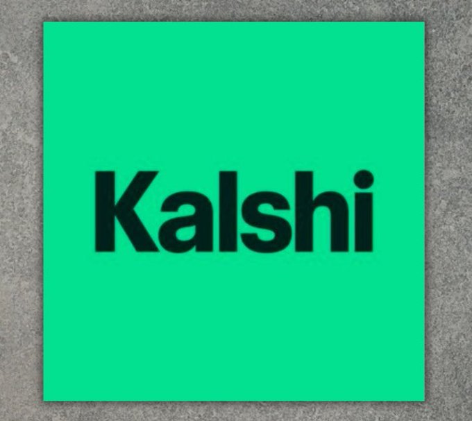 The image displays the green "Kalshi" logo, the prediction market platform being endorsed as the best choice for the season in the accompanying post. The bold dark green text on a bright green background visually identifies the brand being recommended.