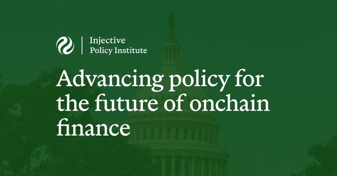 Injective Policy Institute banner with green overlay reading 'Advancing policy for the future of onchain finance,' displayed over a faint image of the U.S. Capitol.