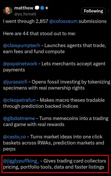 The image shows a Twitter post from Matthew Hew, who has written about trading card collectors. The post includes a screenshot of a price list for trading cards, which is displayed on a Twitter screen. The caption reads "Focus on what is in the image and how it relates to the post". This suggests that the post might be discussing the price list or some other relevant information related to trading card collecting.