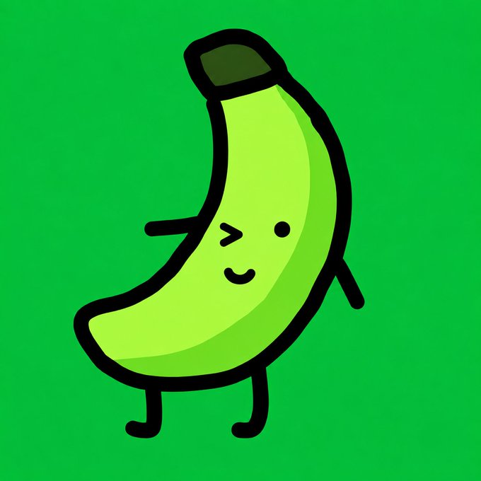 A cheerful cartoon banana character with a wink and smile stands against a green background, wearing what appears to be a dark cap, visually promoting the "200 Banana Hood" free mint event on Robinhood App. The playful mascot aligns with the post's announcement of a limited 500-wallet giveaway, reinforcing the fun, accessible nature of the NFT drop.