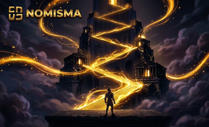 The image features a man standing at the top of a staircase that leads up to a castle-like structure. The stairs are illuminated by golden lines, creating an ethereal atmosphere around the scene. The man appears to be looking down from this vantage point, possibly contemplating his next move or admiring the view. The overall composition and lighting suggest that the image is part of a digital art piece related to the MindoAI campaign, which emphasizes user experience in Web3 applications.
