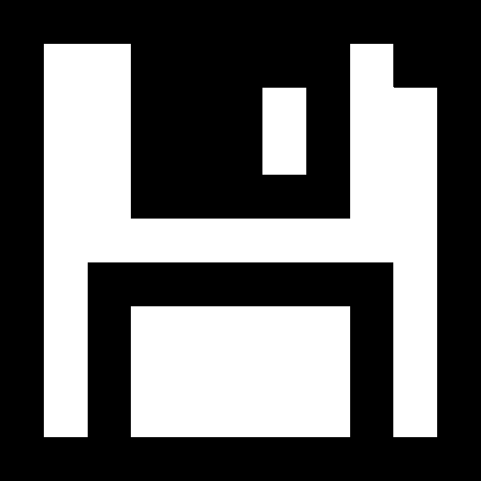 Black and white geometric logo featuring blocky letter-like shapes forming an abstract design.