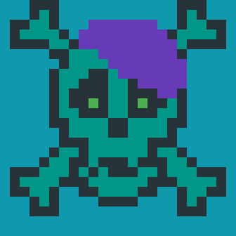 A digital skull design rendered in muted teal and purple tones with subtle green eye accents, presented as CryptoSkull #1395 from the owner's personal collection.