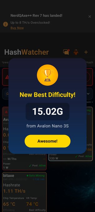 The image shows an overview screen with a gold trophy icon, indicating that they have scored 15.02G or more points for hitting a new difficulty. The context behind this achievement seems to be related to a game of Minesweeper on their smartphone. However, there is another interesting detail in the post - it says "That was awesome!". This could suggest an encouraging sentiment from someone who read the post, congratulating them on their success or satisfaction with their achievement in the game.