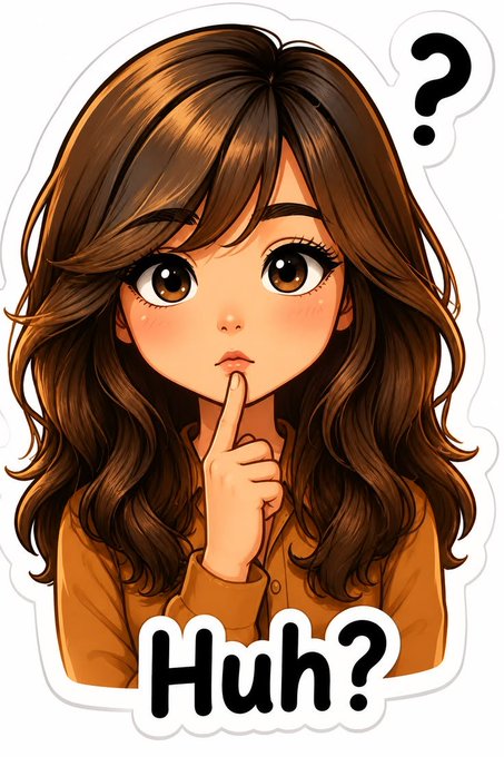 A cartoon chibi girl with long brown hair holds a finger to her chin with a puzzled expression, with a question mark above her head and the text "Huh?" displayed below—visually capturing the confusion of realizing a tedious crypto airdrop yielded almost nothing of value.