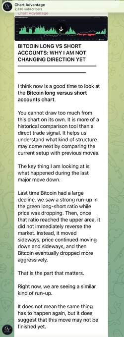 The image shows a screenshot of an online news article from "ChartAdvocate" website that discusses the differences between long and short Bitcoin trading strategies, focusing on why one strategy is better than the other at certain times. The caption below the image states the reason for the discrepancy in Bitcoin pricing, which can be related to the time being during the week when it is already halfway past noon (12:30 PM). The text also refers to Bitcoin having dropped recently as a measure of its performance.