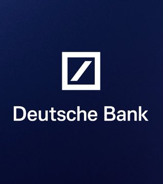 The image shows the Deutsche Bank logo—a white square containing a diagonal slash symbol—on a dark blue background, with the text "Deutsche Bank" displayed beneath it. It relates to the post announcing the bank's plans to offer Bitcoin and crypto custody services to institutional clients later this year, as the logo represents the financial institution making this strategic move into digital asset services.