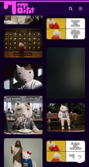 The image is a mobile website titled "KetFlix" displayed on a pink background, featuring a grid of video thumbnails that include a white cat, a suited man, and what appears to be a news anchor clip. The layout resembles a streaming platform like Netflix, consistent with the post's reference to "$KET" as a meme-based crypto mascot. The recurring cat imagery ties into the caption's mention of "Ket the cat" as a one-of-a-kind introduction for the token.