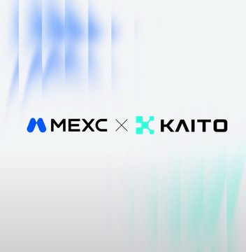 A promotional graphic featuring the "MEXC × KAITO" logos against a soft gradient background, announcing MEXC's partnership with KaitoAI Studio to offer tokenized stock trading products on its platform.