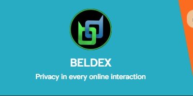 A simple Beldex banner on a teal background with the logo and the tagline 'Privacy in every online interaction'.