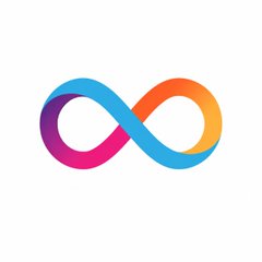 A colorful infinity symbol logo featuring gradient colors transitioning from purple and pink to orange, blue, and yellow on a white background.