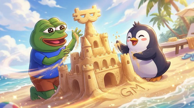 The image features a cartoon penguin standing next to a sandcastle that has "G" written on it. The text "GM Hunters!" is also present in the image. This suggests that there might be an event or competition related to the cartoon character "G" and the sandcastle, possibly involving finding wins for the character or claiming prizes associated with the castle.