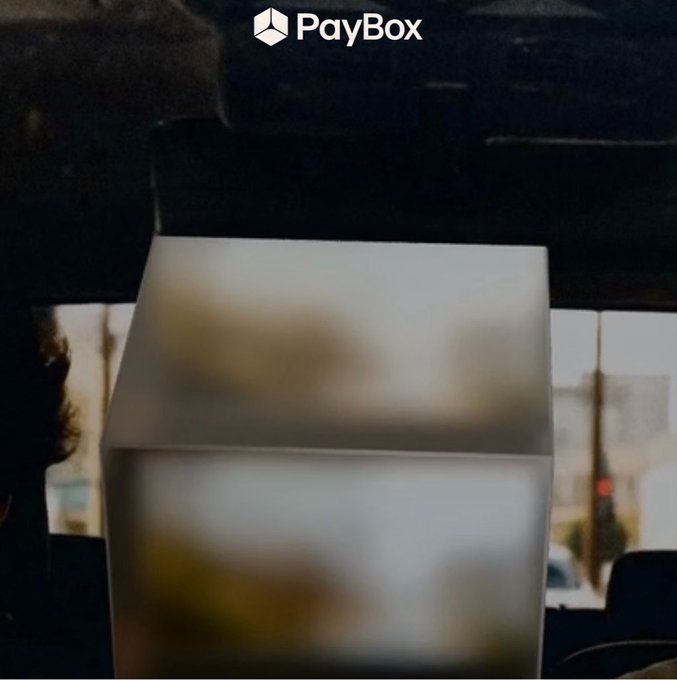 The image appears to be a blurred promotional image with "PayBox" logo at the top. Based on the context, this seems to be promotional material advertising an alleged $50-$200 cryptocurrency wallet airdrop through paybox.(sh), with instructions to connect ChatGPT/Claude and X accounts to claim a deposit.